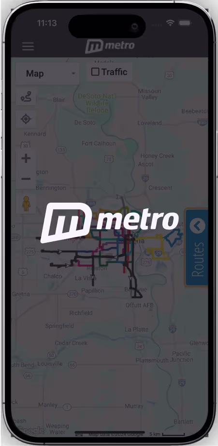 A phone screen showing the Metro website.